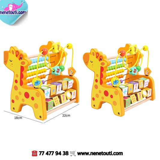 Jouet éducatif multi-activités en bois (Forme girafe)