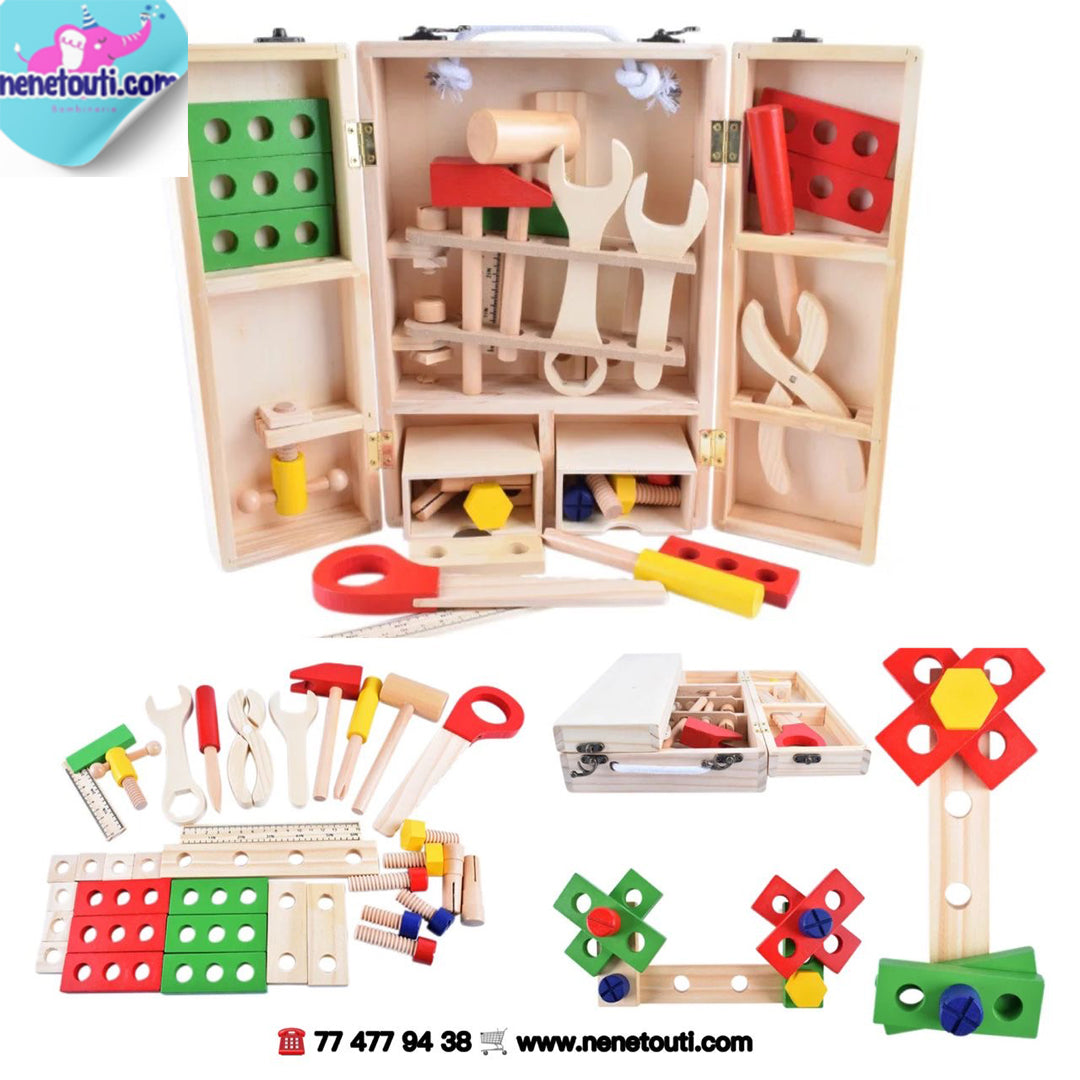 Mallette d’outils en bois pour enfants